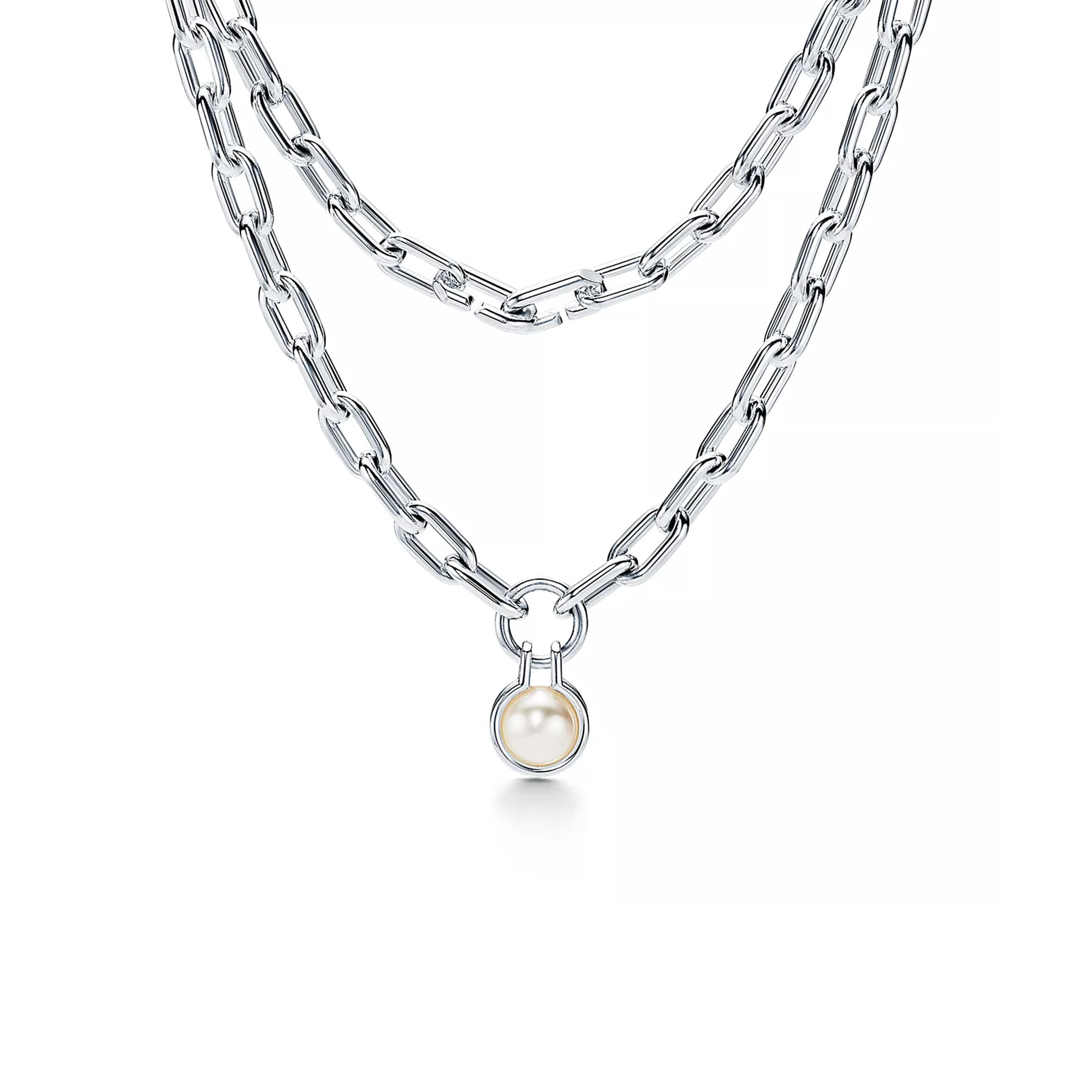 TIFFANY HARDWEAR FRESHWATER PEARL NECKLACE IN STERLING SILVER, 32 64047957